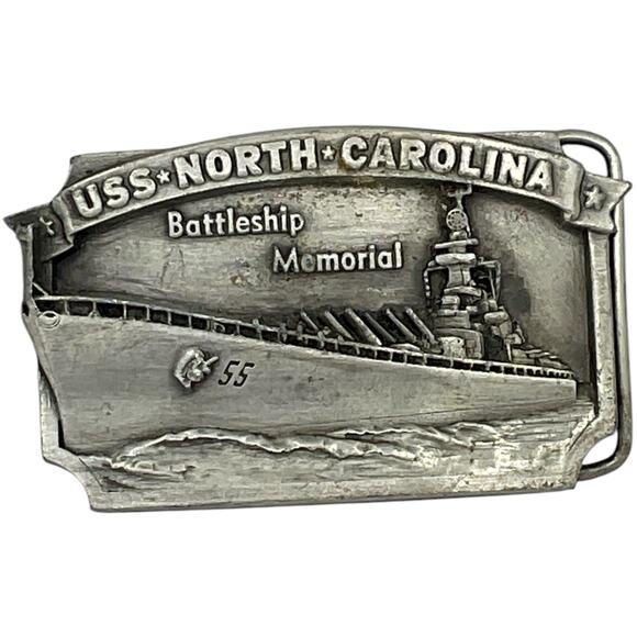 Siskiyou USS North Carolina Belt Buckle Mens Vintage Collectible Battleship - Picture 1 of 5